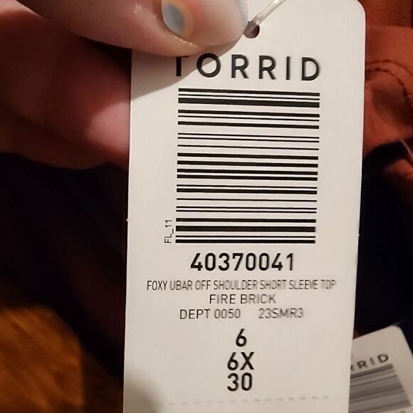 6X 30W Torrid Brown Foxy U Bar Off Shoulder Short Sleeve Top Stretch Plussize fi - Picture 7 of 7